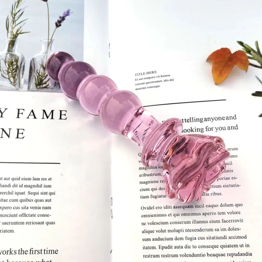 Dildo Varita rosa Cuencas vidrio resistente a frio y calor