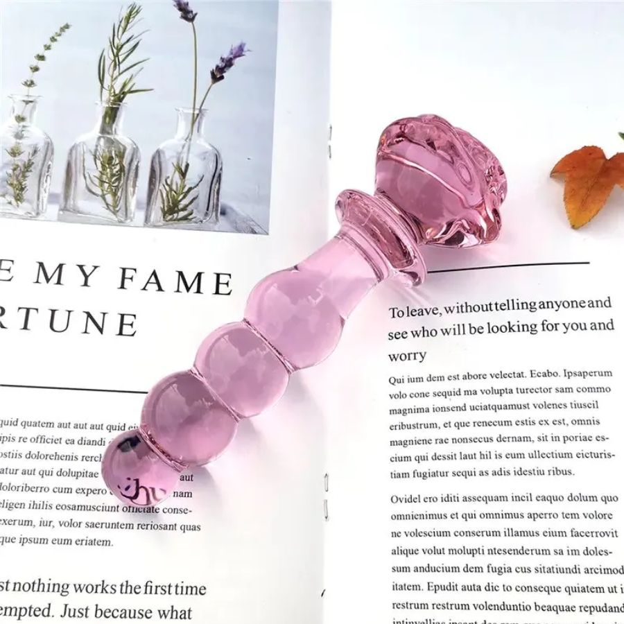 Dildo Varita rosa Cuencas vidrio resistente a frio y calor