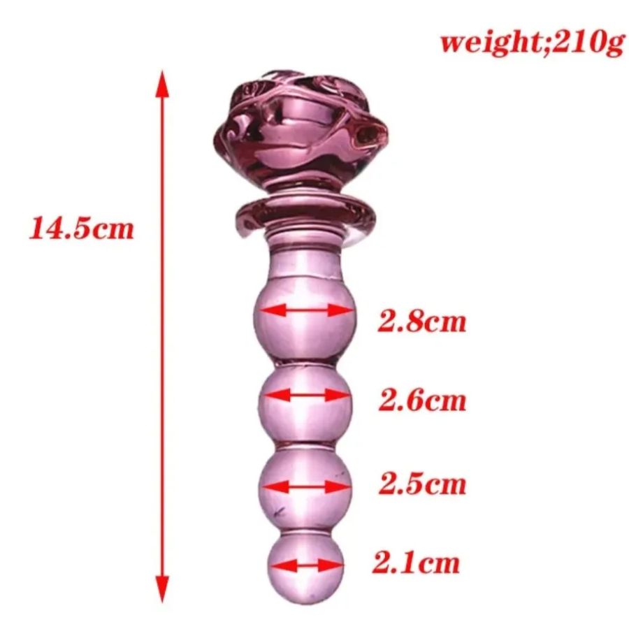 Dildo Varita rosa Cuencas vidrio resistente a frio y calor