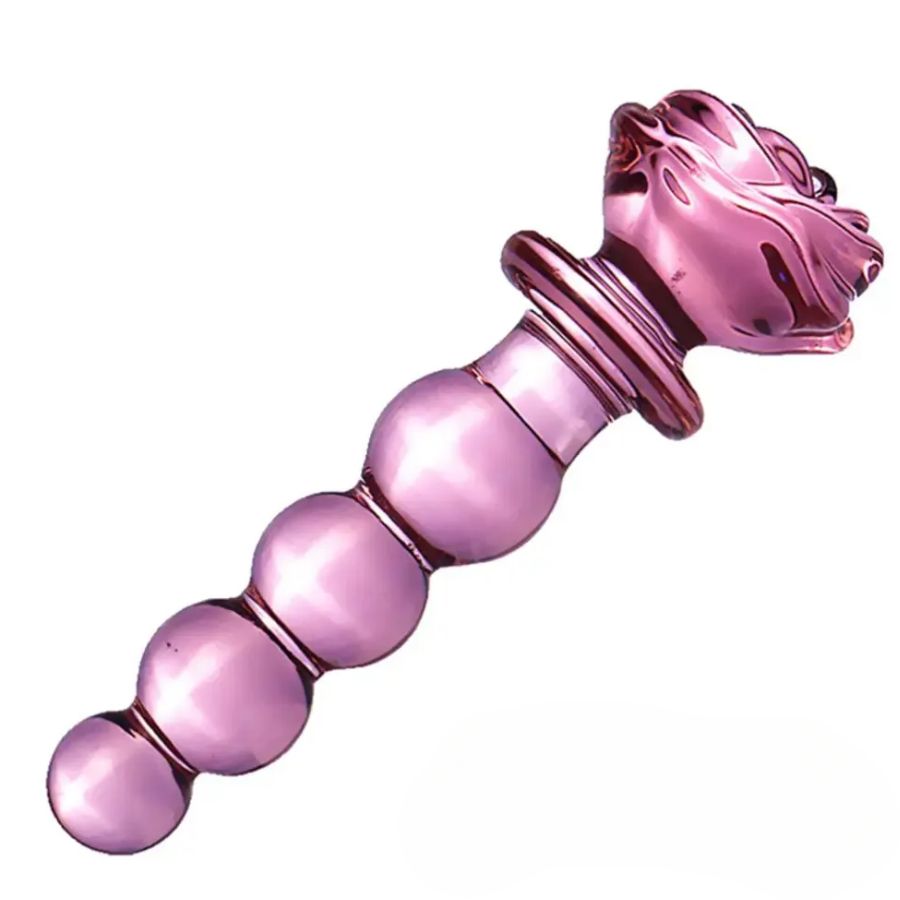 Dildo Varita rosa Cuencas vidrio resistente a frio y calor