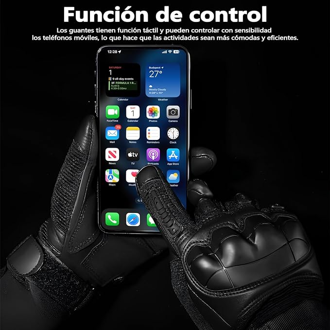 Guantes Motociclista, Guantes tácticos de goma para hombre,con pantalla táctil y protección dura para los nudillos, adecuados para andar en motocicleta, entrenamiento táctico, airsoft paintballetc.