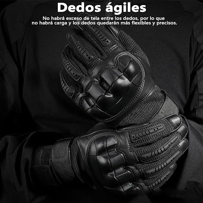 Guantes Motociclista, Guantes tácticos de goma para hombre,con pantalla táctil y protección dura para los nudillos, adecuados para andar en motocicleta, entrenamiento táctico, airsoft paintballetc.