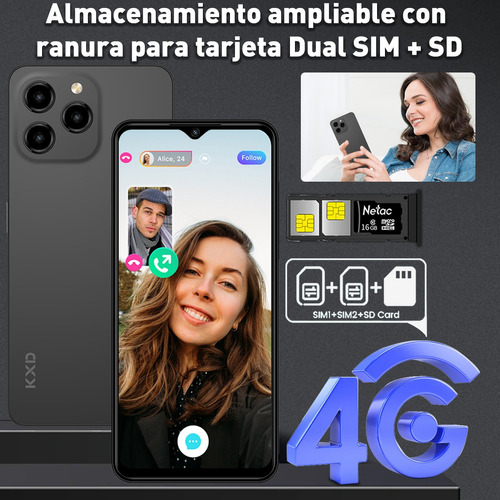 Kxd A07 Teléfono Dual Sim 8gb Ram + 128gb Rom Gran Pantalla 150hz Alta Frecuencia De Actualización 6.52 Pulgadas Con Desbloqueo Por Huella Digital
