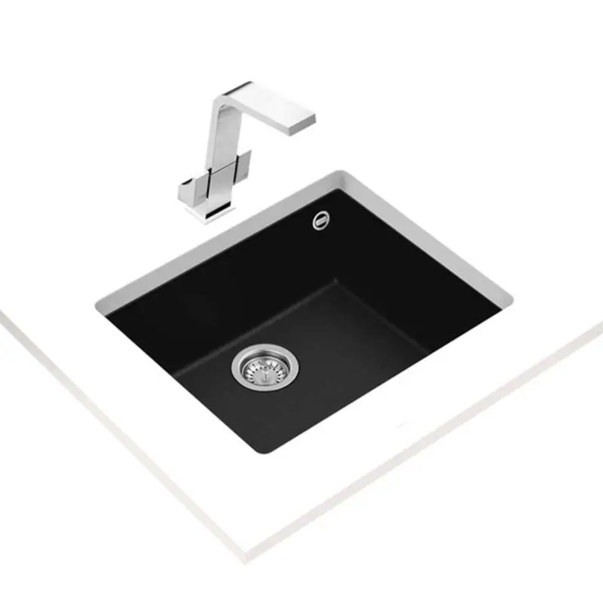TARJA / FREGADERO TEKA SQUARE 50.40 TG B TEGRANITE+ PARA SUBMONTAR DE 54 CM (21 PULGADAS) CON UNA CUBETA COLOR NEGRO.