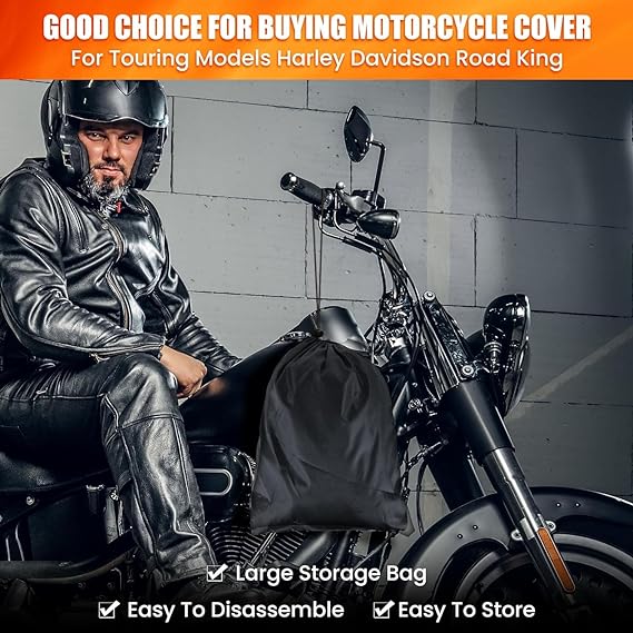 VEKENSEE Funda para Moto Impermeable, 210D Tela Oxford Cubierta de Motocicleta Resistente al Viento Cubierta Protector para Moto Exterior Interior con 4 Tiras Reflectantes y 2 Orificios para Cerradura