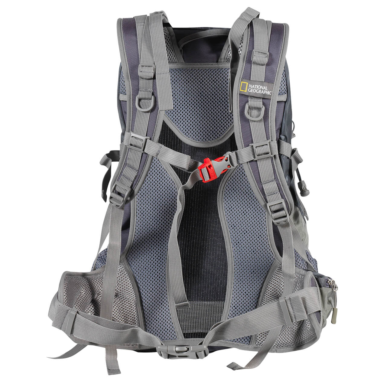 Mochila para montaña Nat Geo, Daytona 30 L con silbato negro S.O.S., MNG3301, gris.