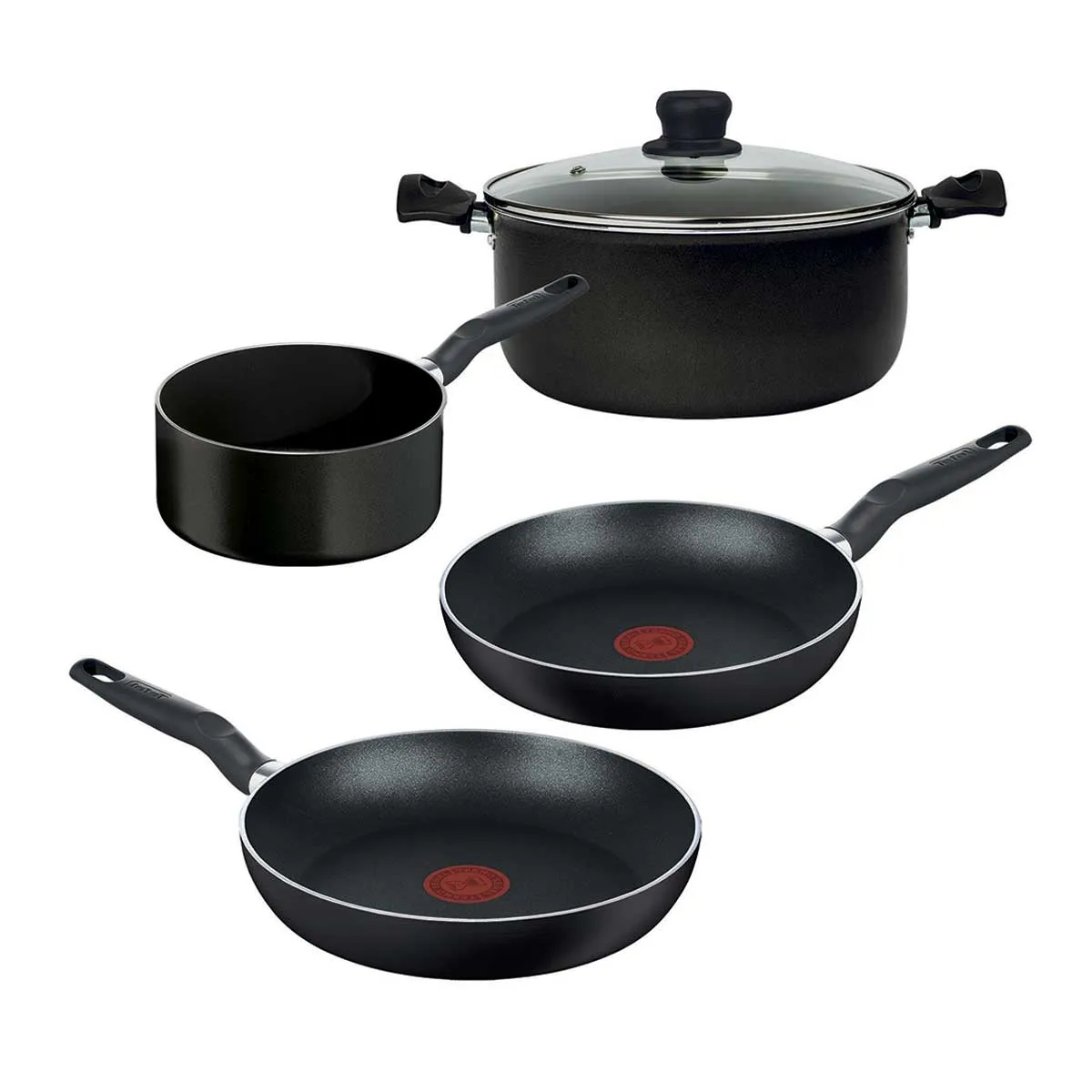 Batería de Cocina T-Fal Vital Antiadherente 5 Piezas Thermo Señal - Negro.