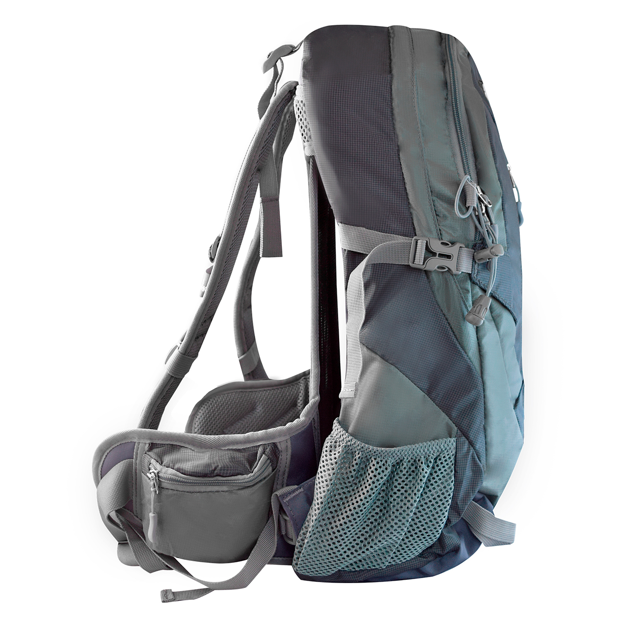 Mochila para montaña Nat Geo, Daytona 30 L con silbato negro S.O.S., MNG3301, gris.