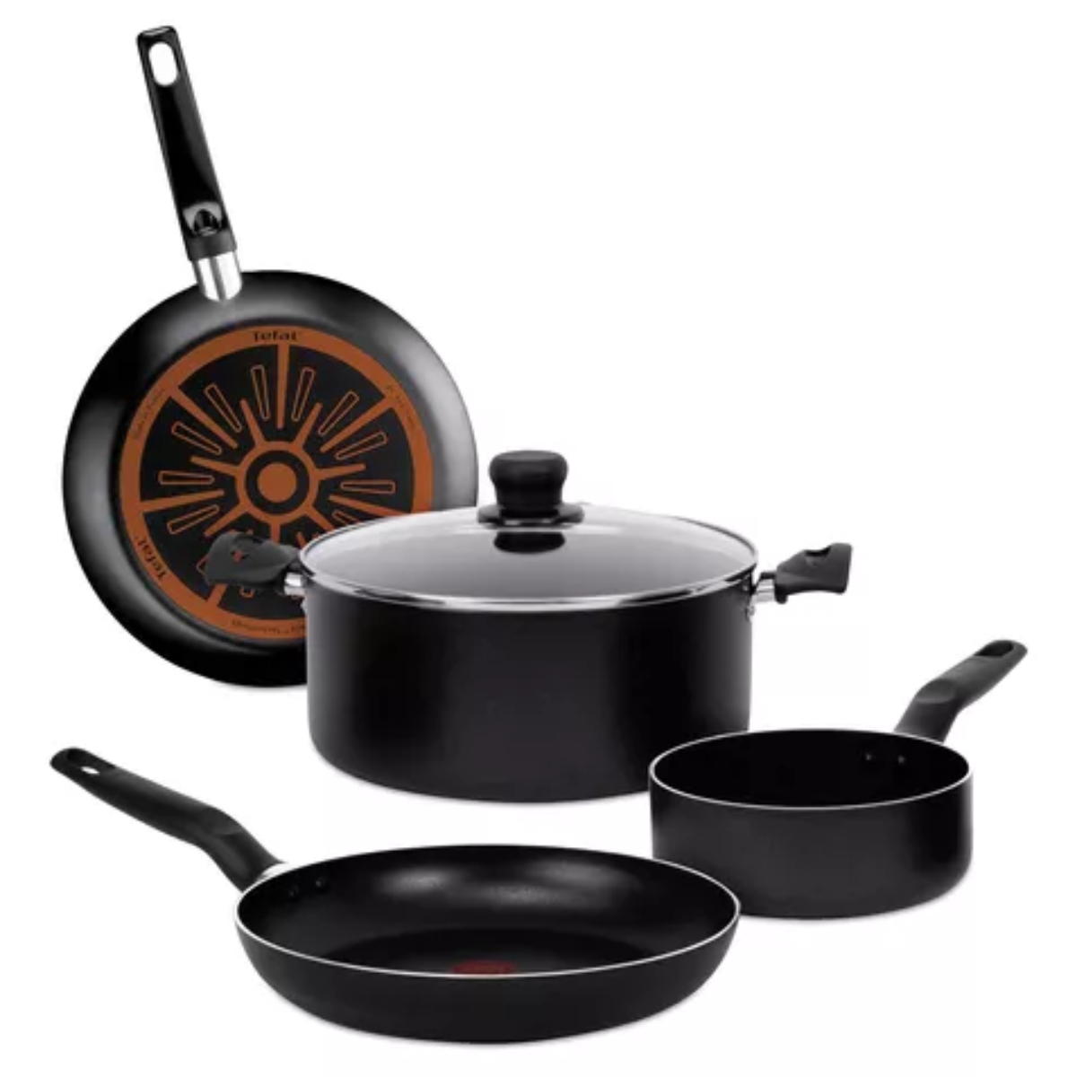 Batería de Cocina T-Fal Vital Antiadherente 5 Piezas Thermo Señal - Negro.