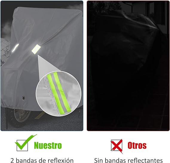 AI-PIKA Cubierta Impermeable para Motocicletas,Prueba de Polvo,Prueba de Escombros,Resistente a la Intemperie,Funda Universal para Motocicleta para Yamaha,Harley,Honda y Otras Motocicletas-Plata