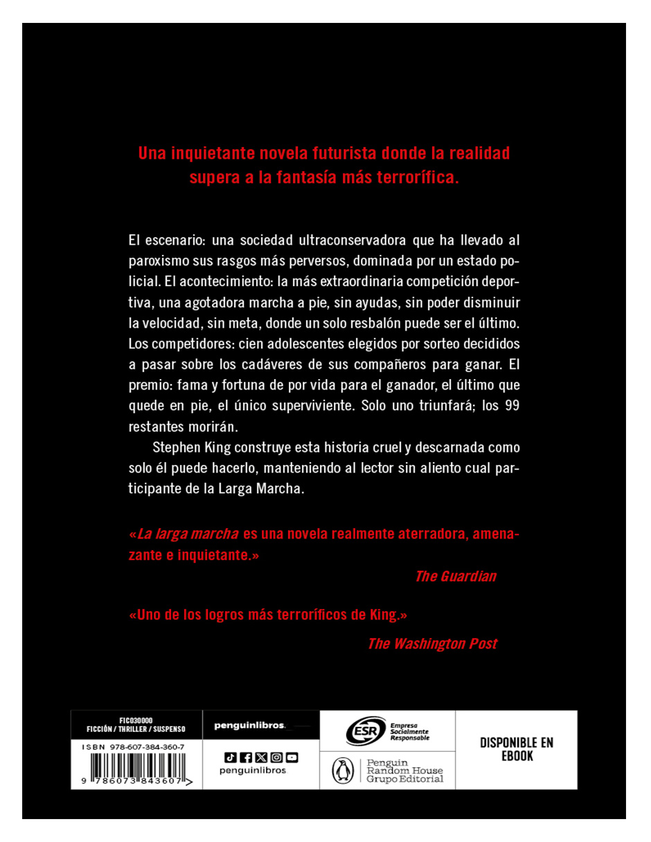 Libro La larga marcha Autor Stephen King Editorial De Bolsillo