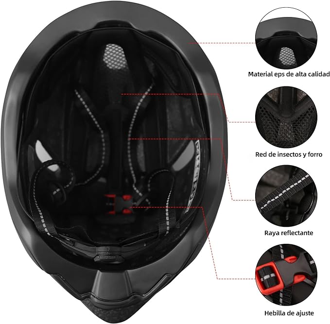 Casco bicicleta,Shinmax Casco para bicicleta adultos,certificado por Cpsc con luz de carga USB y gafas magnéticas desmontables, protección UV y correas de ajuste reflectantes y bolsa de transporte Casco Bicicleta Montaña/carretera Casco Bici SM-T88