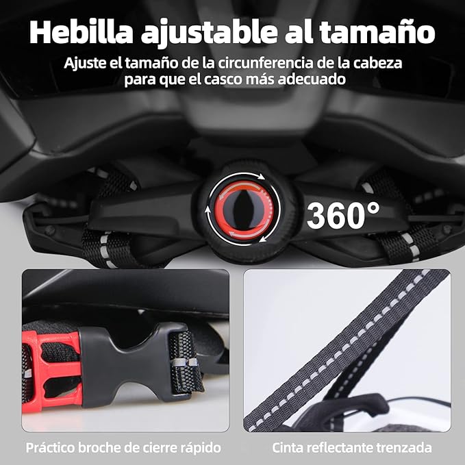 Casco bicicleta,Shinmax Casco para bicicleta adultos,certificado por Cpsc con luz de carga USB y gafas magnéticas desmontables, protección UV y correas de ajuste reflectantes y bolsa de transporte Casco Bicicleta Montaña/carretera Casco Bici SM-T88