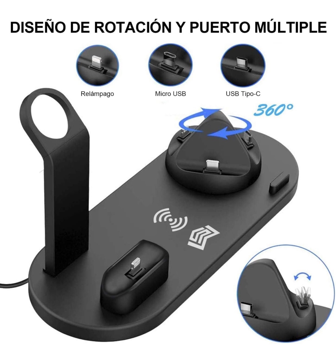 Kamysen Cargador Inalámbrico 6 En 1,soporte De Carga Inalámbrica