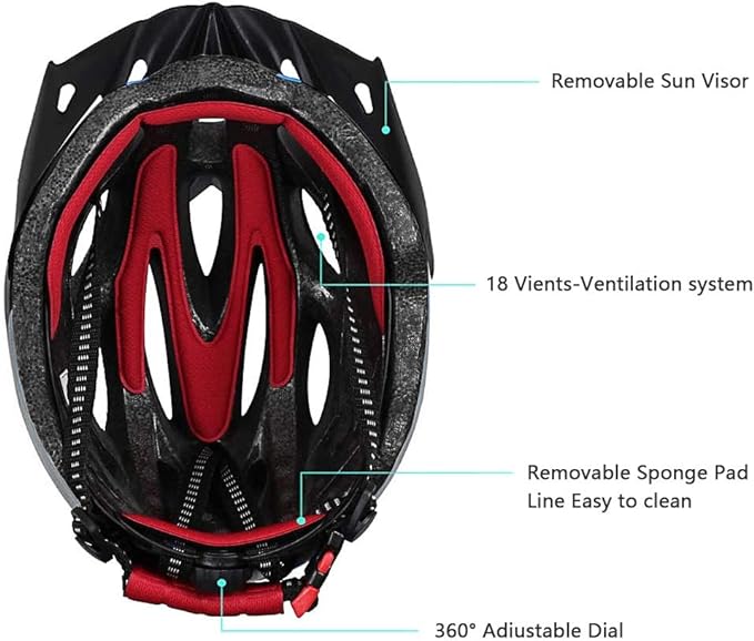 Cascos de Bicicleta para Adultos con 2 pares de Gafas de Protección y Luz Trasera, Casco de Ciclismo Fresco para Adultos para viajeros urbanos, montaña, tamaño Ajustable， para Hombres y Mujeres