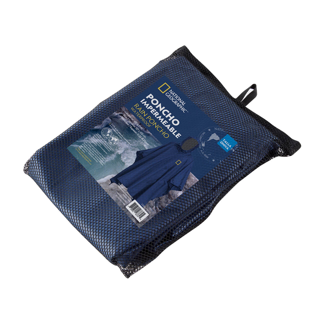 Impermeable tipo Poncho de Nat Geo PNG02, repelente al agua, azul.