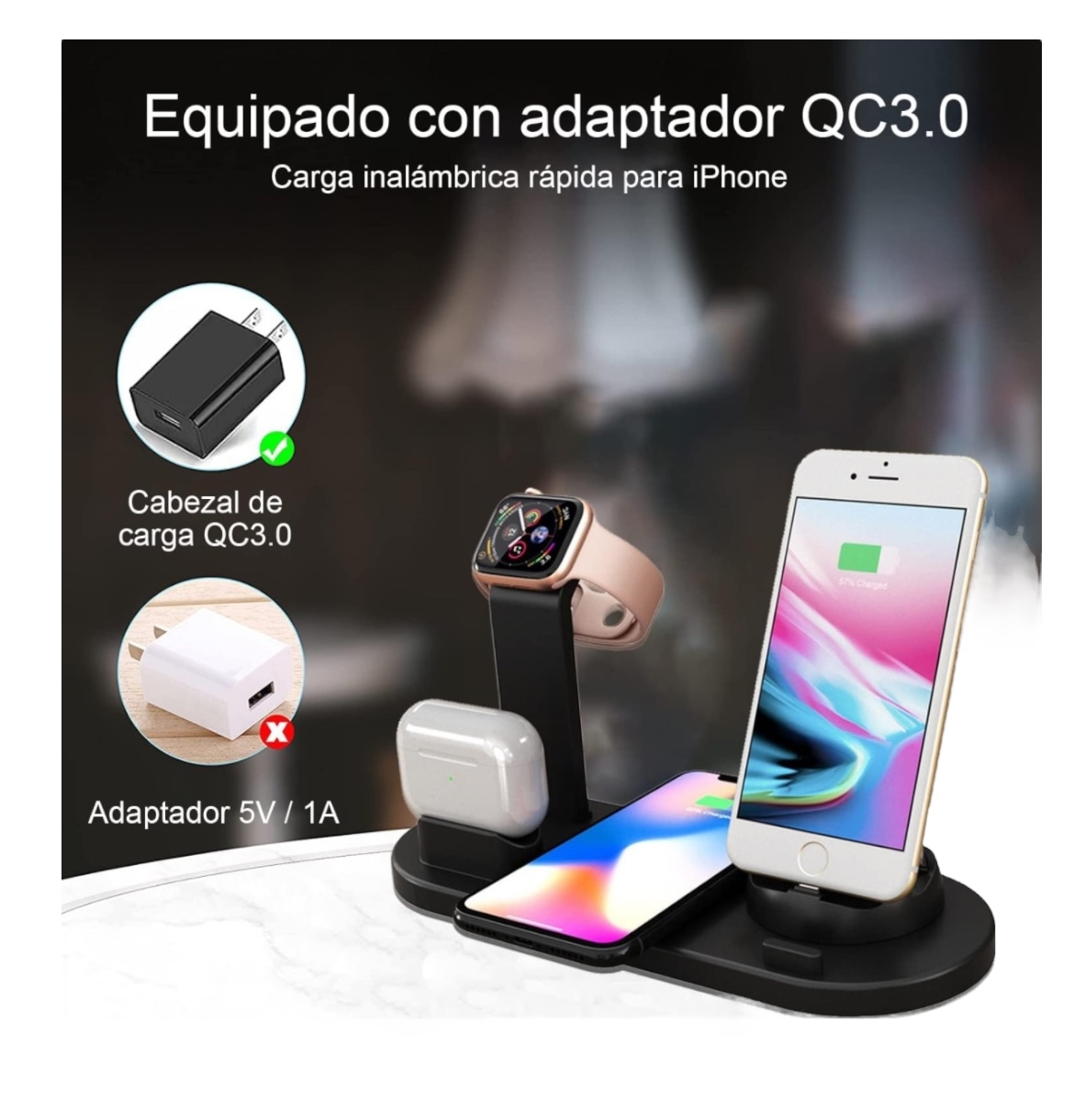 Kamysen Cargador Inalámbrico 6 En 1,soporte De Carga Inalámbrica