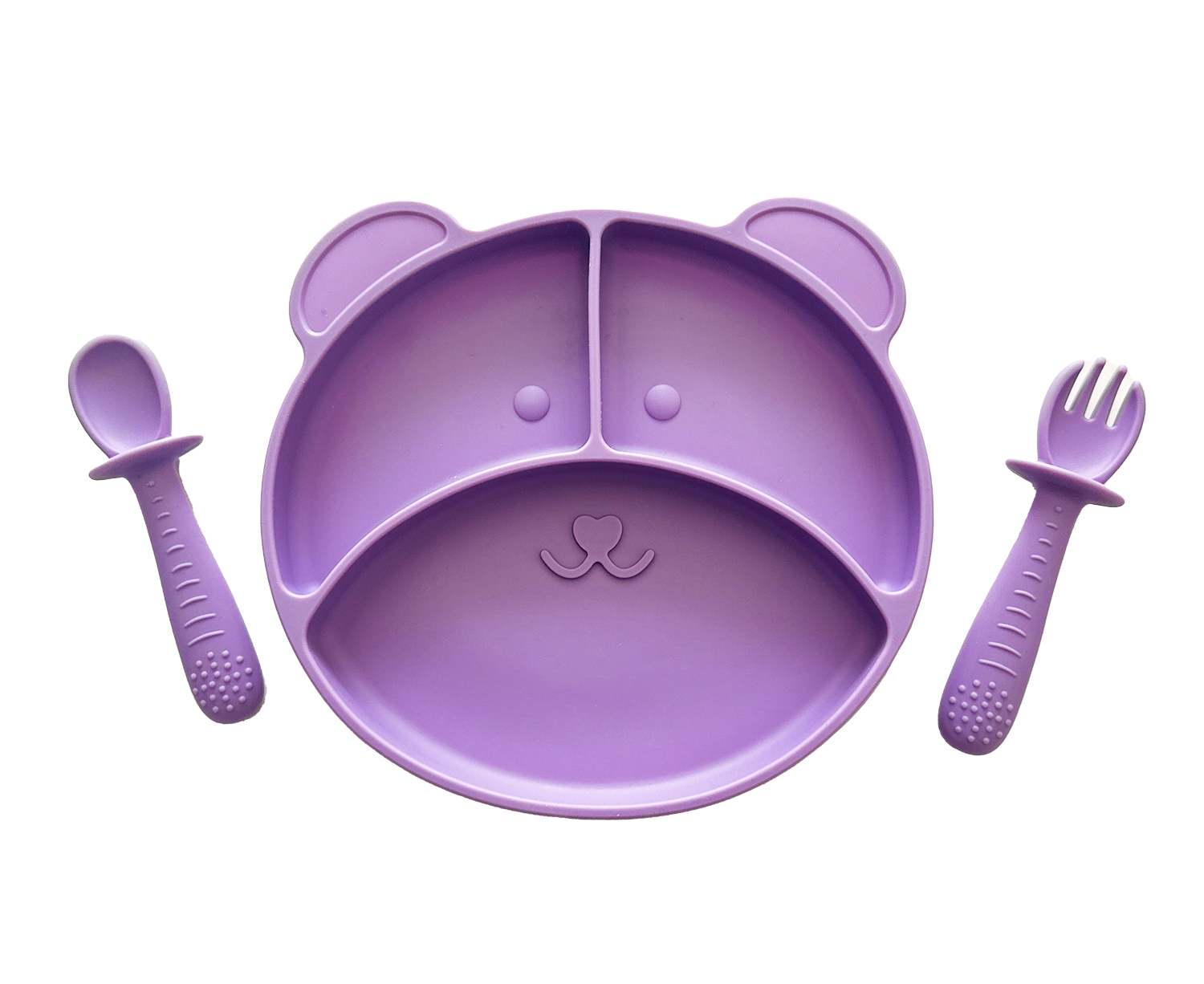 Plato para Bebé con 3 Divisiones y Cubiertos en Silicona Libre de BPA