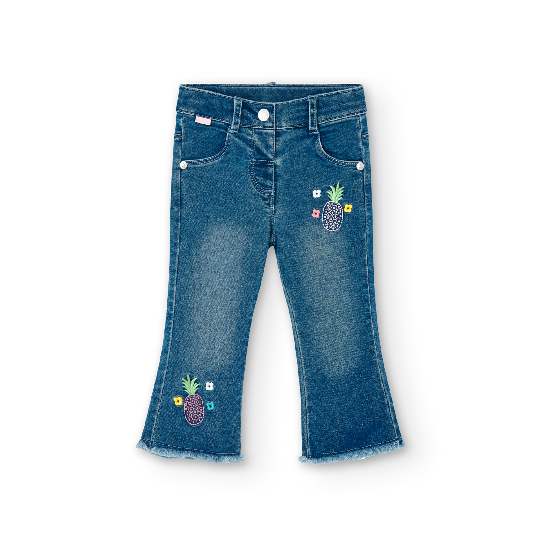 Pantalón Denim Punto Lavado Bleach Para Niña BOBOLI