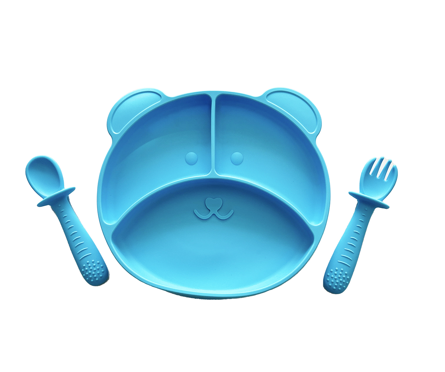 Plato para Bebé con 3 Divisiones y Cubiertos en Silicona Libre de BPA