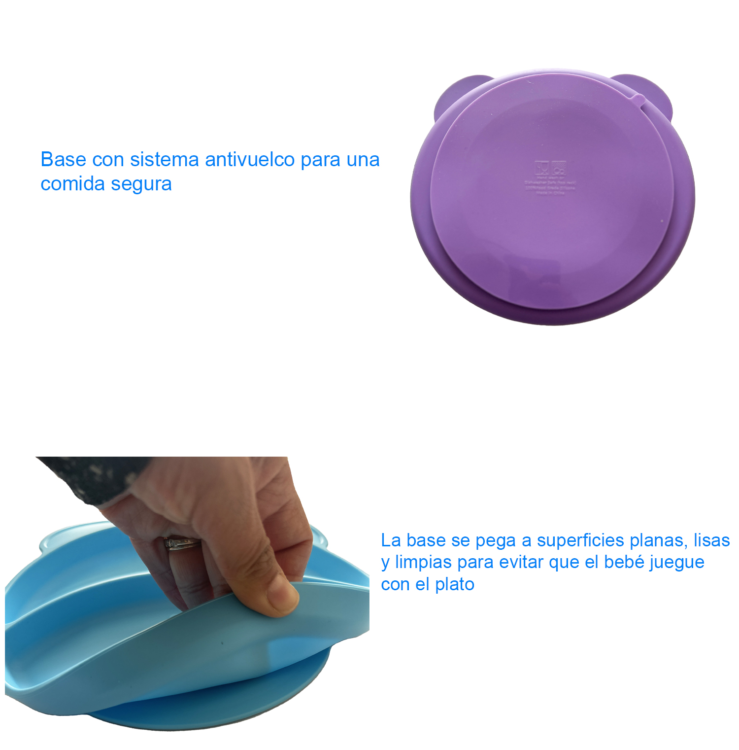 Plato para Bebé con 3 Divisiones y Cubiertos en Silicona Libre de BPA