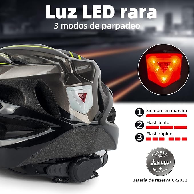 Shinmax Casco bicicleta, Casco para Bicicleta con gafas extraíbles y luz trasera LED, casco bicicleta de carretera especializado, casco bicicleta montaña ajustable/ligero ultraligero para hombres y mujeres casco ciclismo SM-T13
