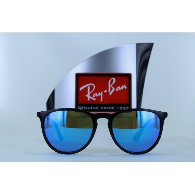 Lentes de sol Ray Ban Rb4171 601/55 Erika Azul Espejo Negro Mate Original