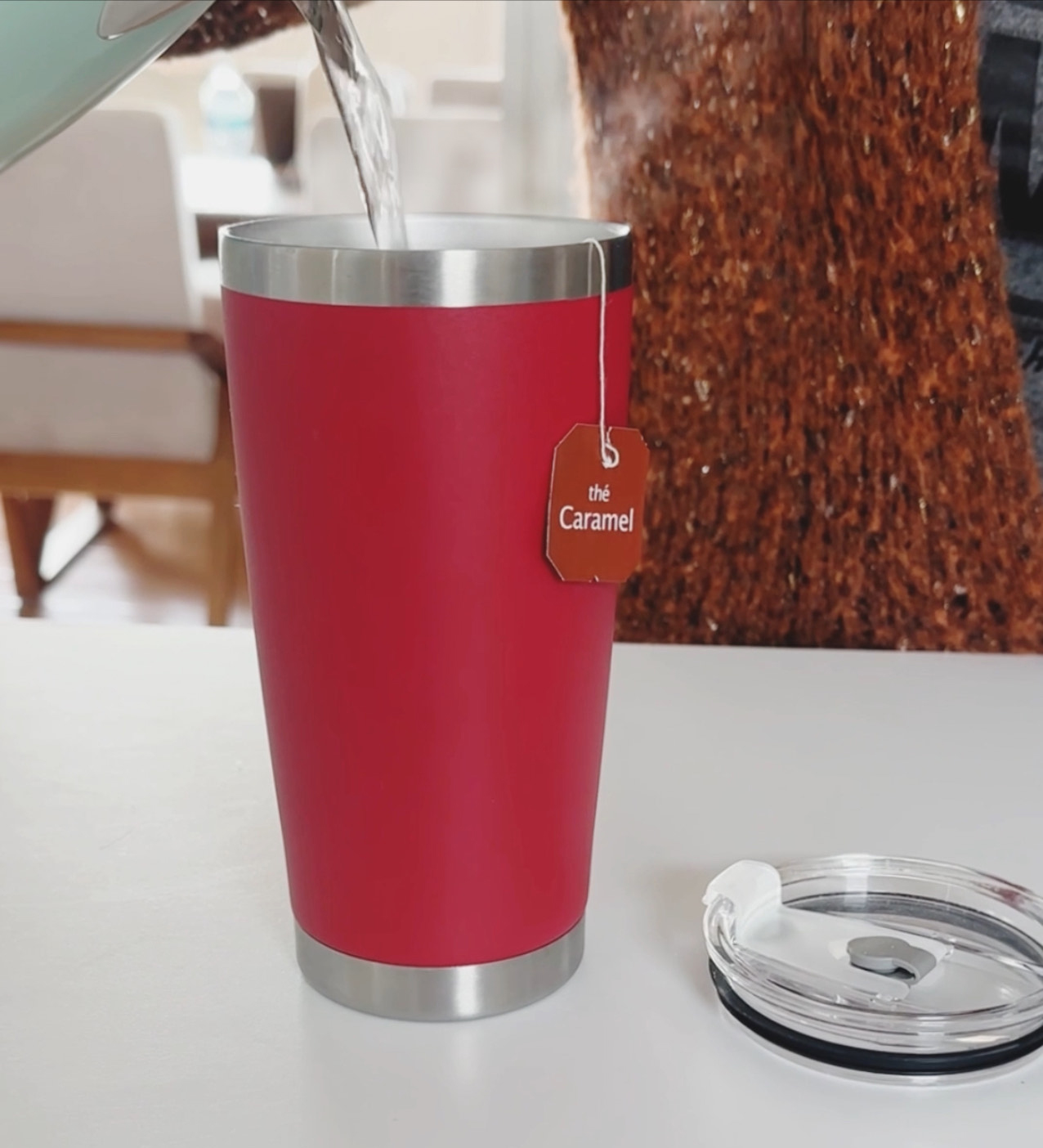 Vaso Térmico con 2 Popotes en Acero Inoxidable, Vaso para Bebidas Frías o Calientes y Tapa con Soporte para Popote