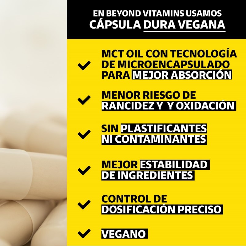 Suplemento Alimenticio Vitamina D3, Vitamina K2 y MCT Beyond Vitamins 180 cápsulas