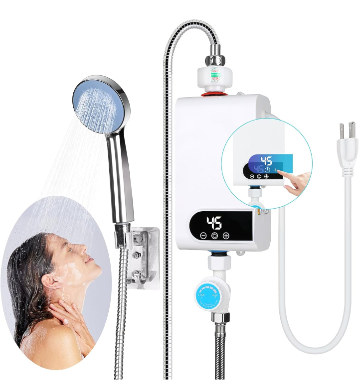 Calentador de agua instantáneo eléctrico pantalla táctil ajustable 3500W