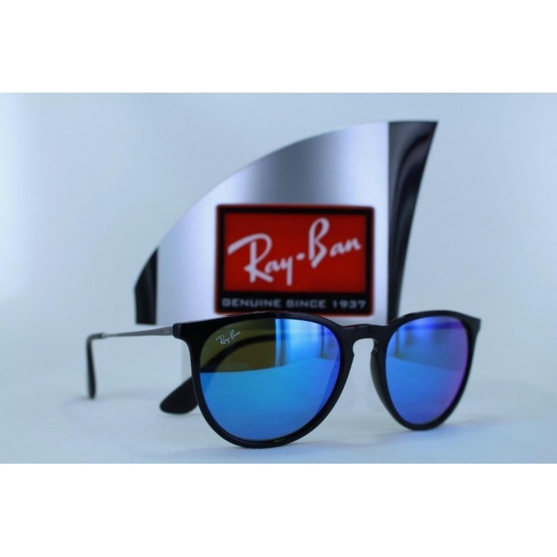 Lentes de sol Ray Ban Rb4171 601/55 Erika Azul Espejo Negro Mate Original