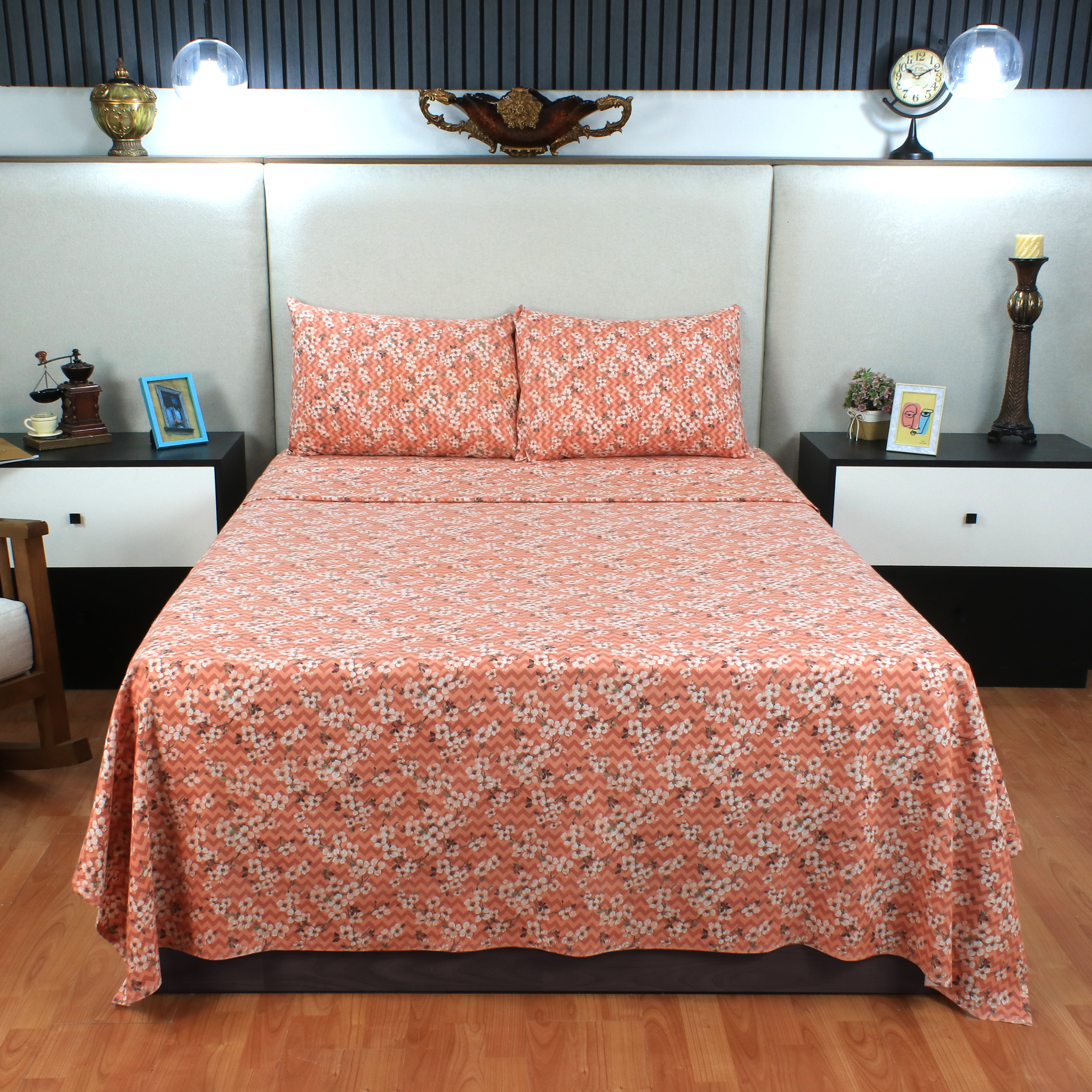 Sábana De Franela Matrimonial Estampado - Garden Algodón 100% - Tacto Suave