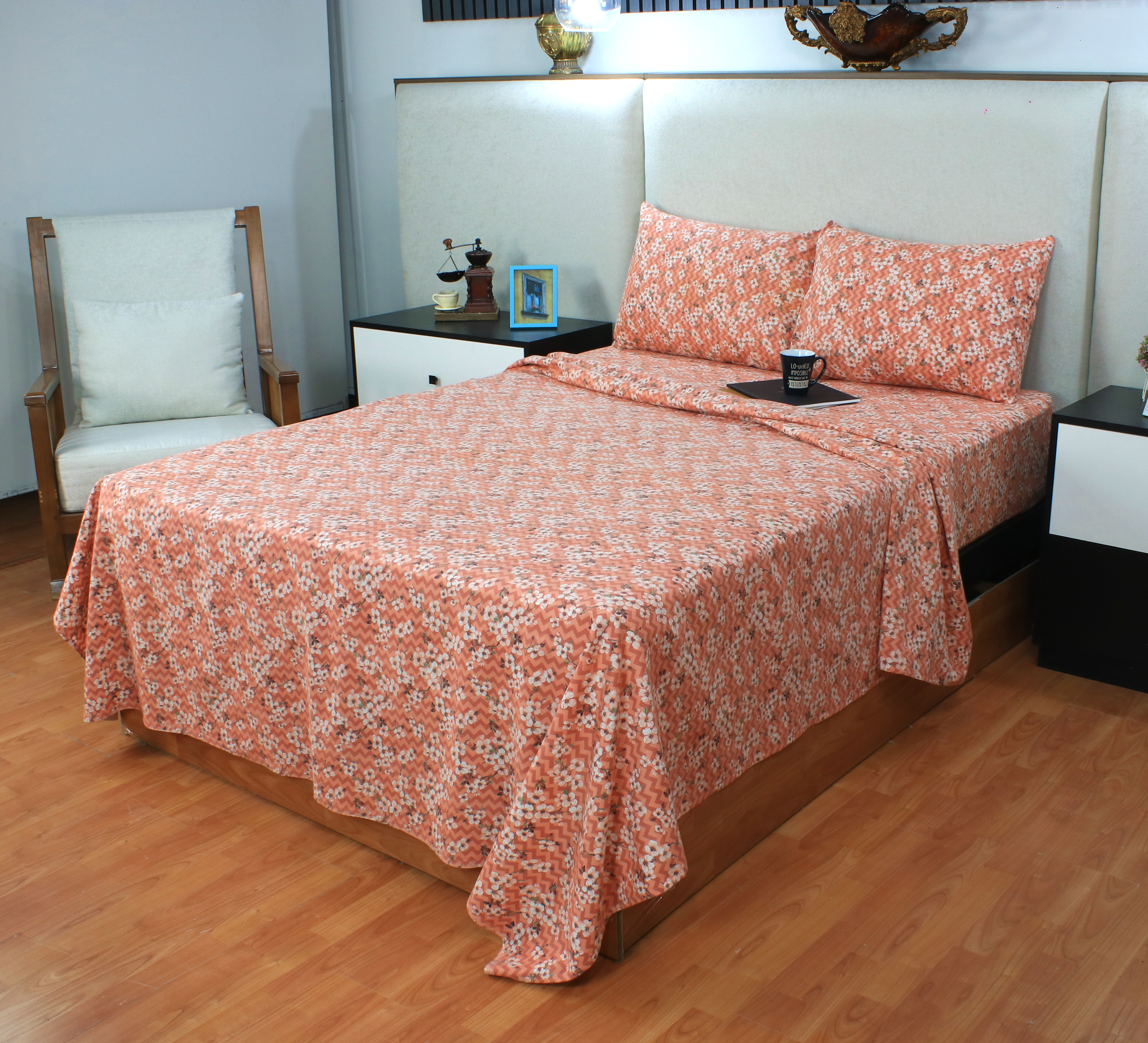 Sábana De Franela Matrimonial Estampado - Garden Algodón 100% - Tacto Suave