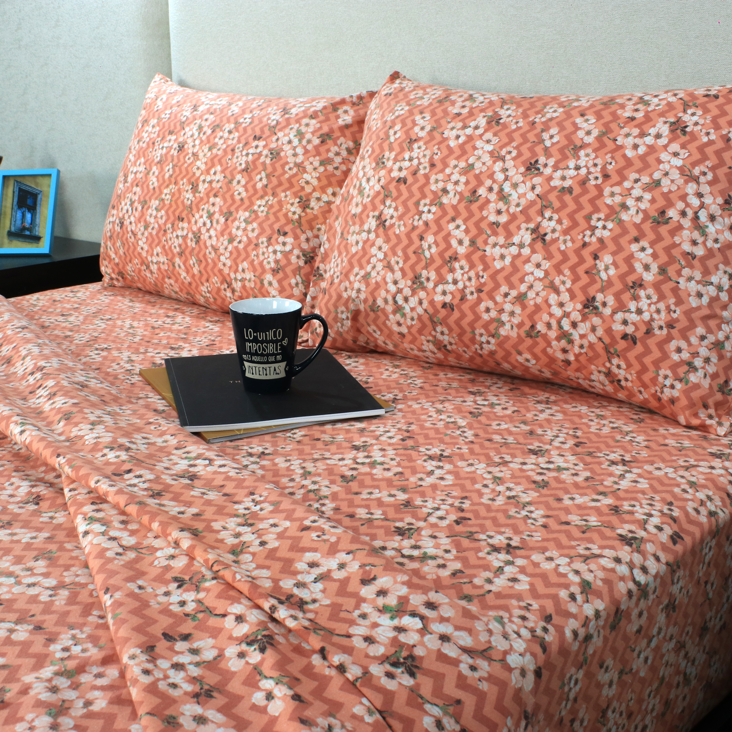 Sábana De Franela Matrimonial Estampado - Garden Algodón 100% - Tacto Suave