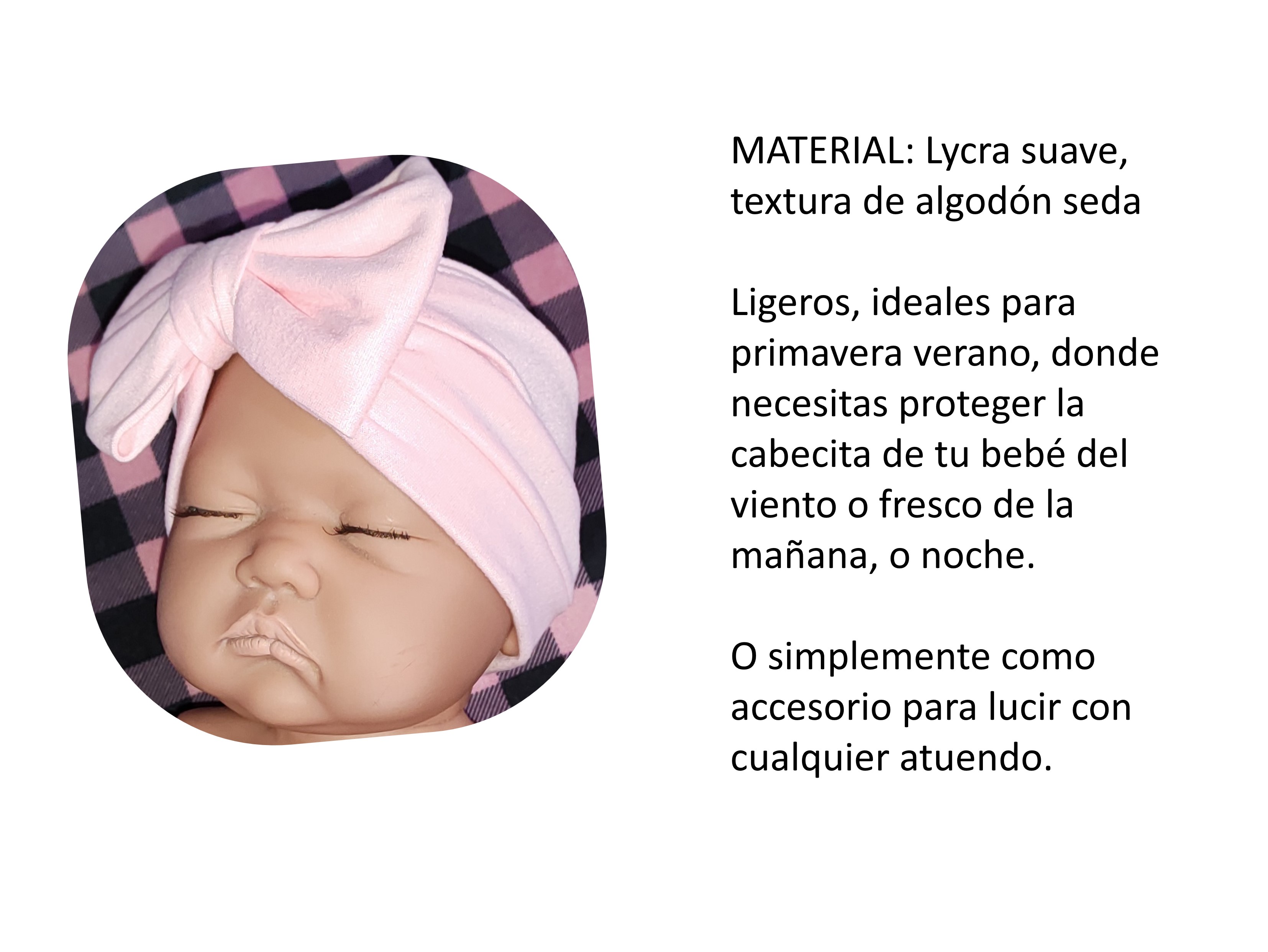 Set de 3 Gorros para Bebé Niña (0-6 meses): Headwrap, Turbantes con Moño - Ideal para Baby Shower o Kit de Nacimiento