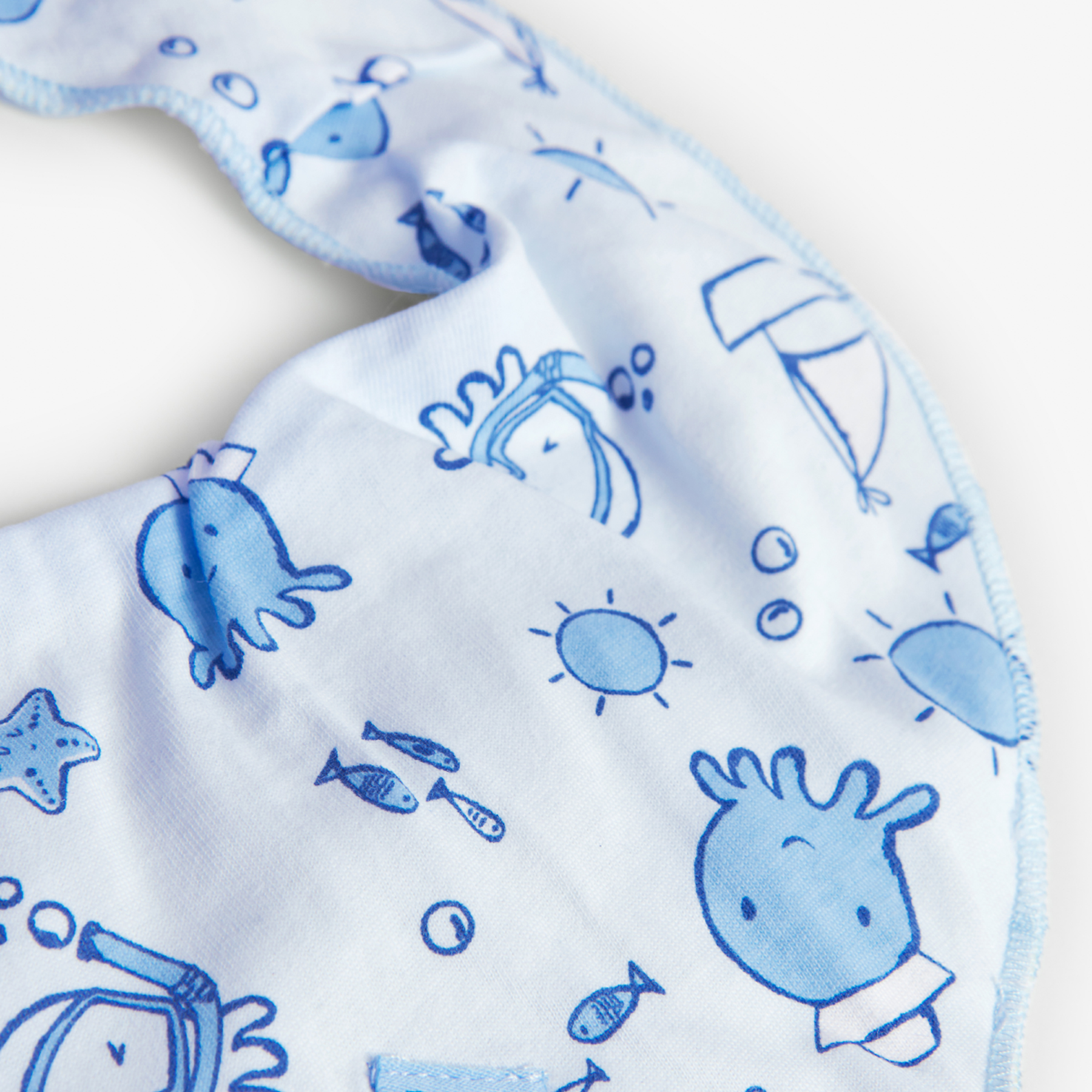 Pack 2 Pañuelos Babero Estampados para Bebé Niño Azul BOBOLI