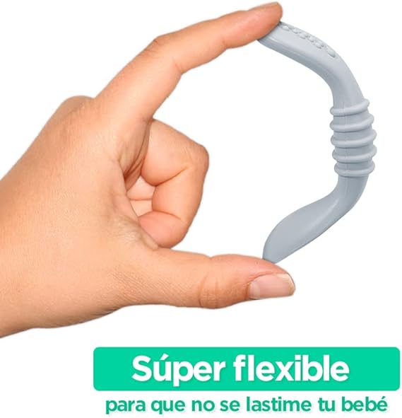 uunida baby 4 Cucharas para Bebe Suaves de Silicona Libre de BPA - 2 en 1 Cuchara y Mordedera para Bebe - Kit de Alimentacion Complementaria Bebe - Precucharas para Bebe (BLW) (2 Pre y 2 Cucharas)