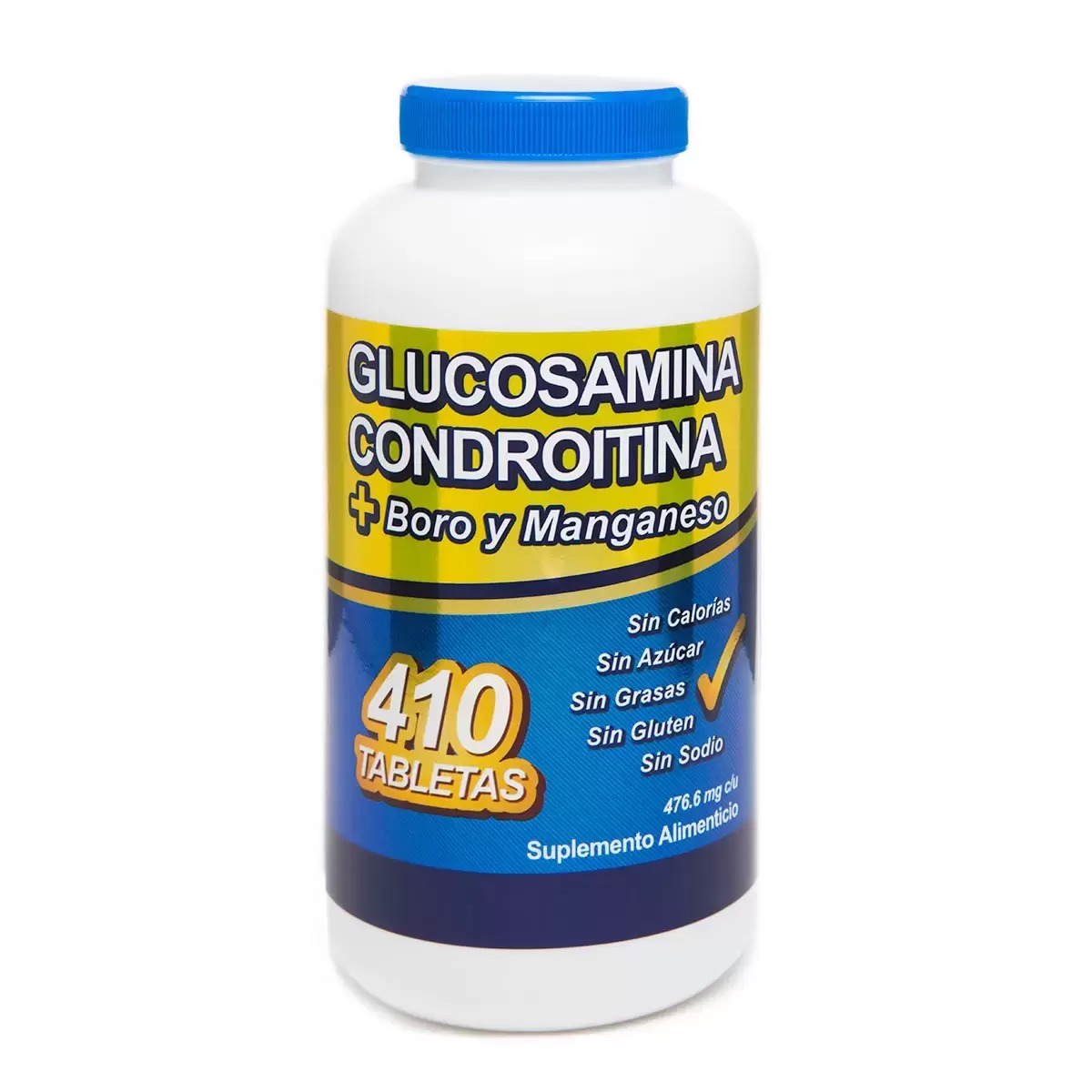 Glucosamina 250mg + Condroitina 175mg + Boro y Manganeso Frasco con 410 Tabletas de 476.6 mg