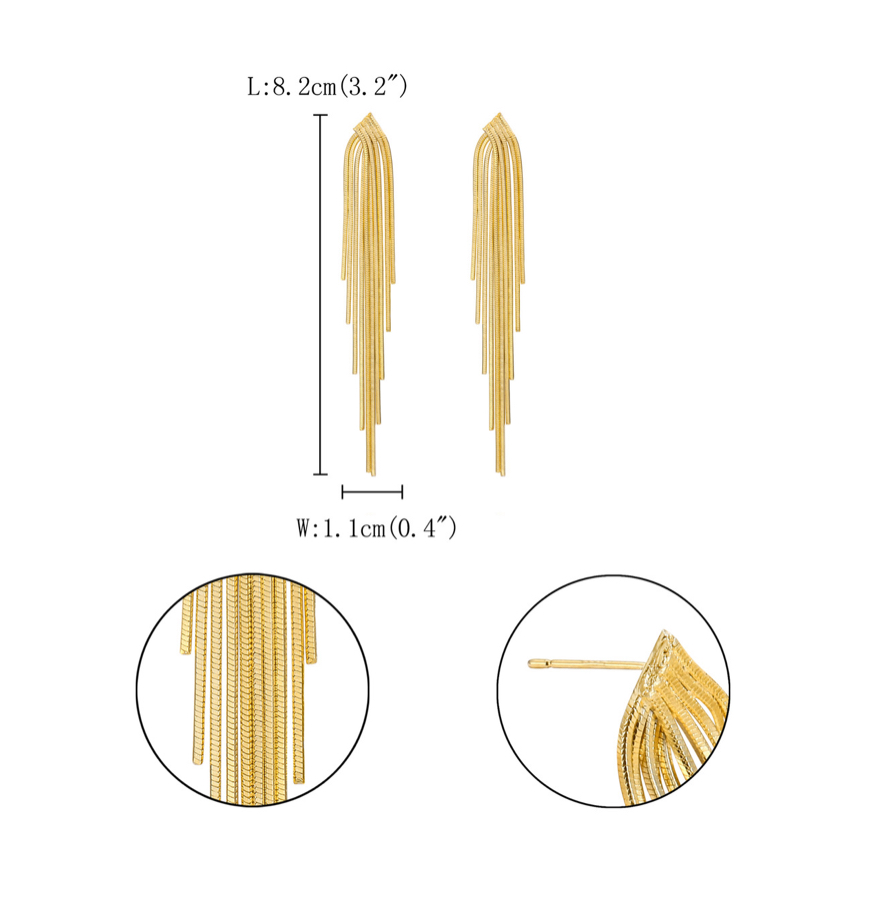 Aretes Elegantes con caída dorados .