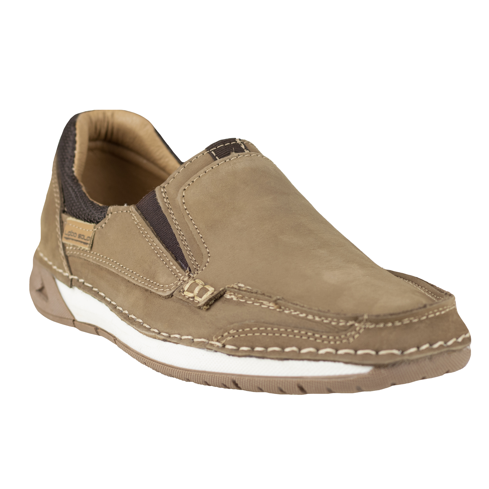 Mocasines Hombre Lobo Solo De Piel Cocidos 8982 Nobuck Grey.