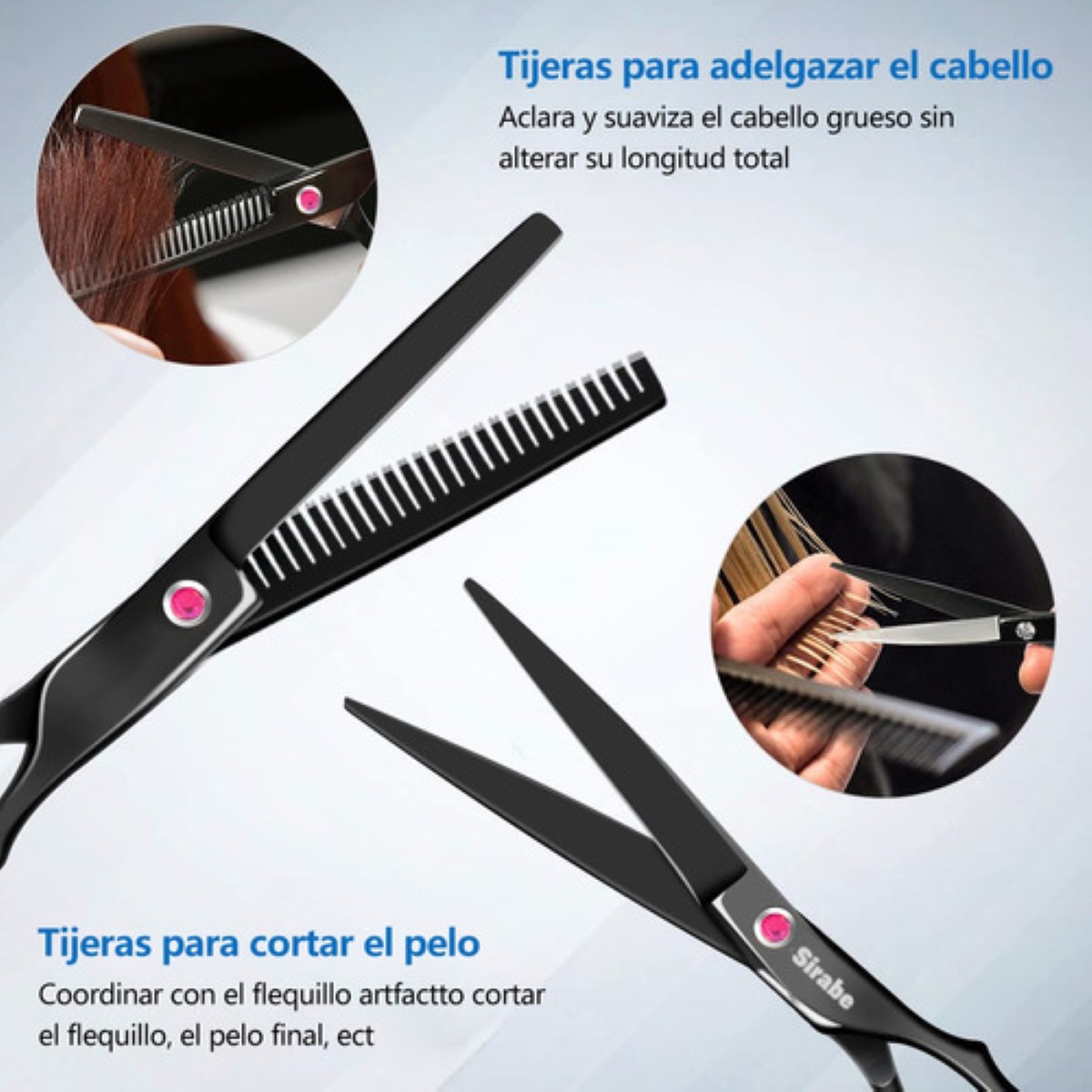 "Juego De Tijeras Para Cortar Cabello Profesional Barbero 10 negro "