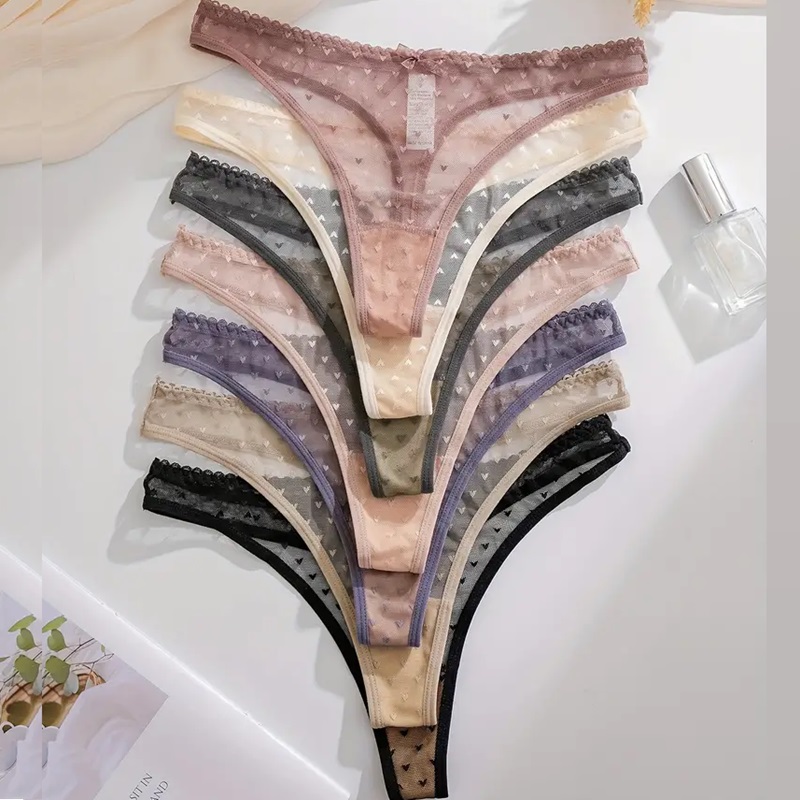 Tangas De Malla Semi Transparente 7 piezas.