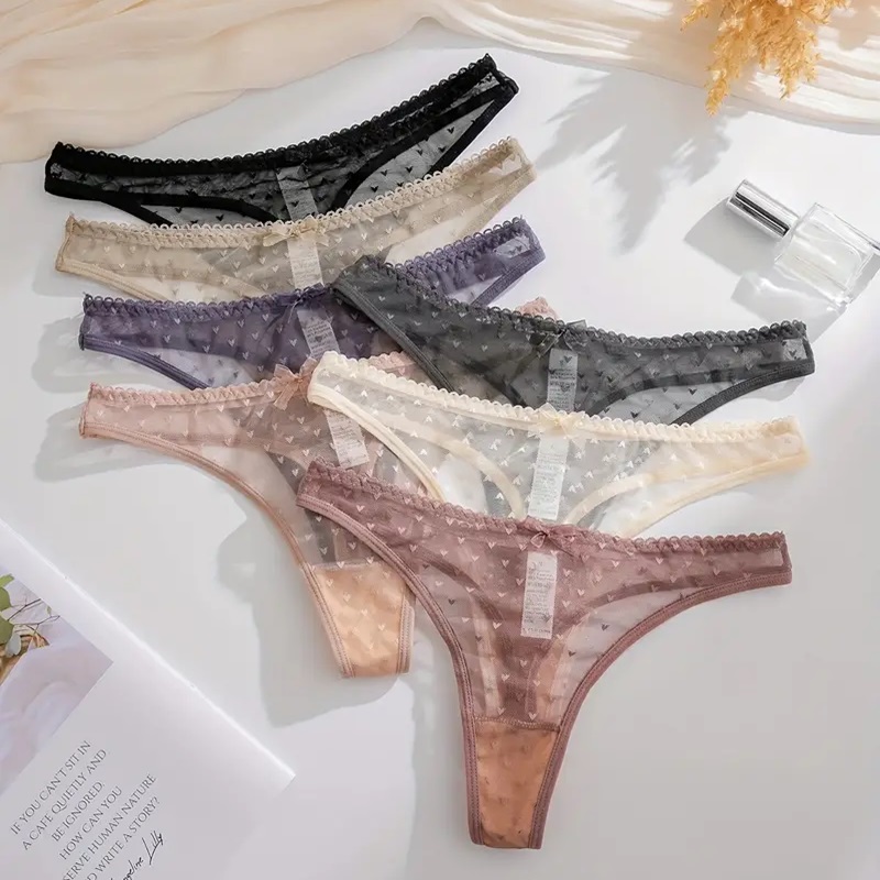 Tangas De Malla Semi Transparente 7 piezas.