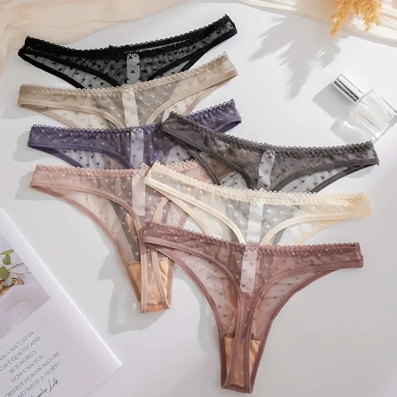 Tangas De Malla Semi Transparente 7 piezas.