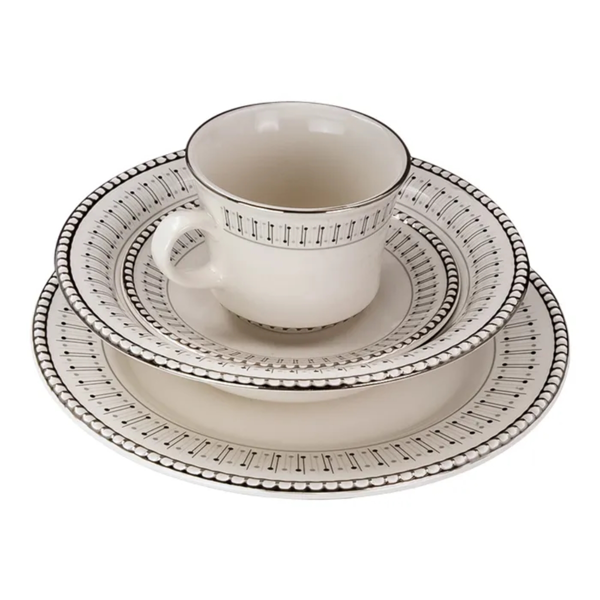 Vajilla Elegante de Cerámica Corona Avant 16 Piezas - Blanco.