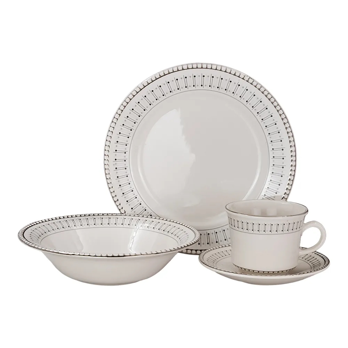 Vajilla Elegante de Cerámica Corona Avant 16 Piezas - Blanco.