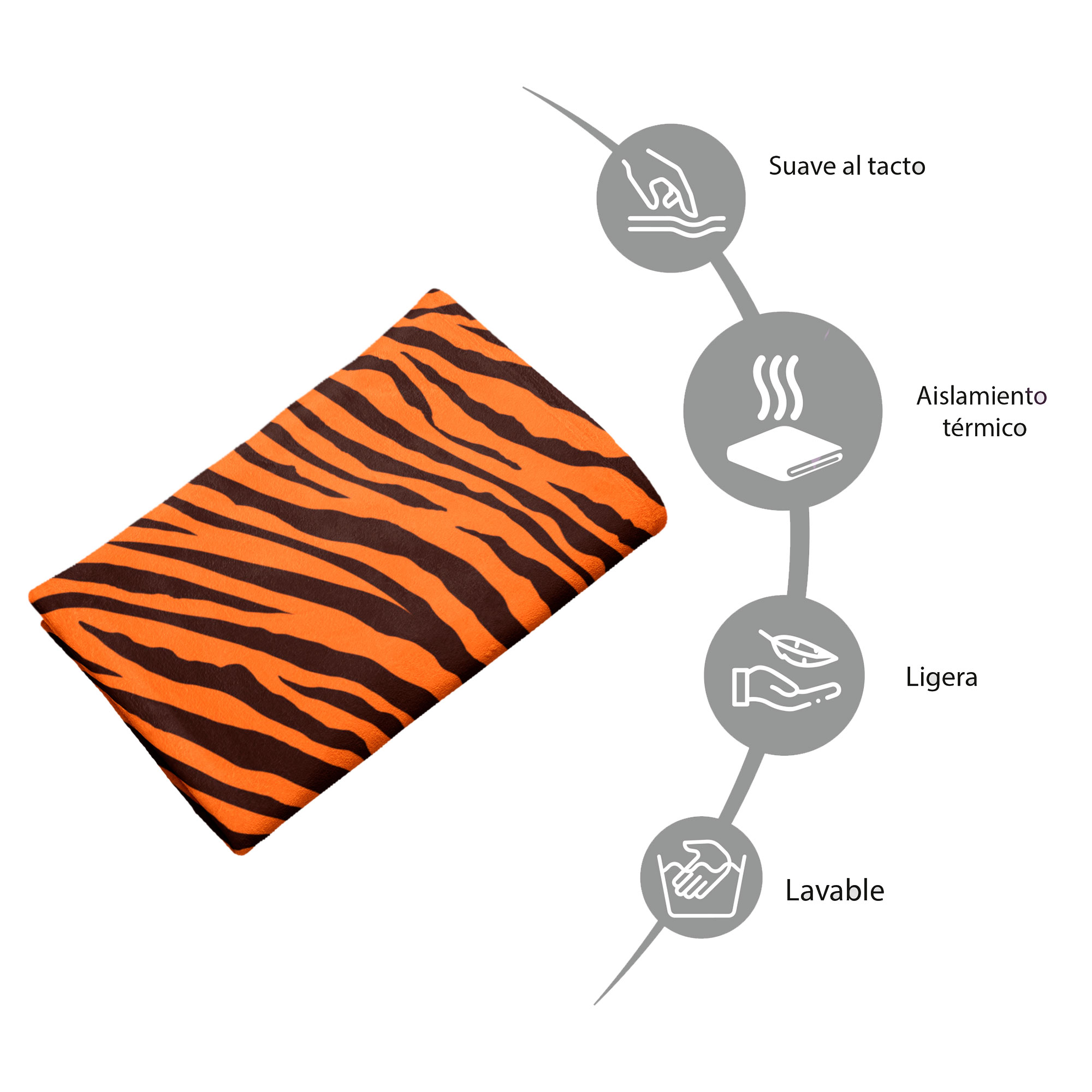 Cobija Manta Frazada De Diseño De Animal Print De Tigre Ligera Y Suave De Alta Calidad.