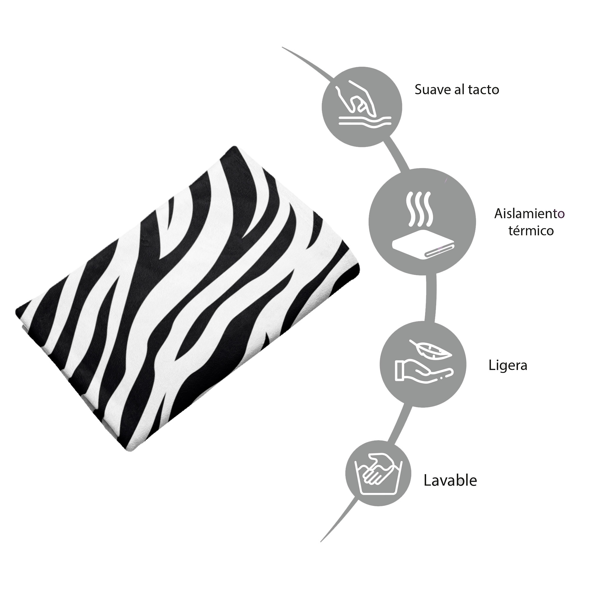 Cobija Manta Frazada De Diseño De Animal Print De Zebra Ligera Y Suave Alta Calidad.