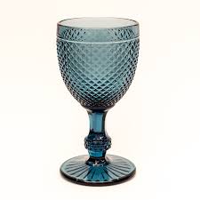 Elegante Copas Diamante Cristal Azul