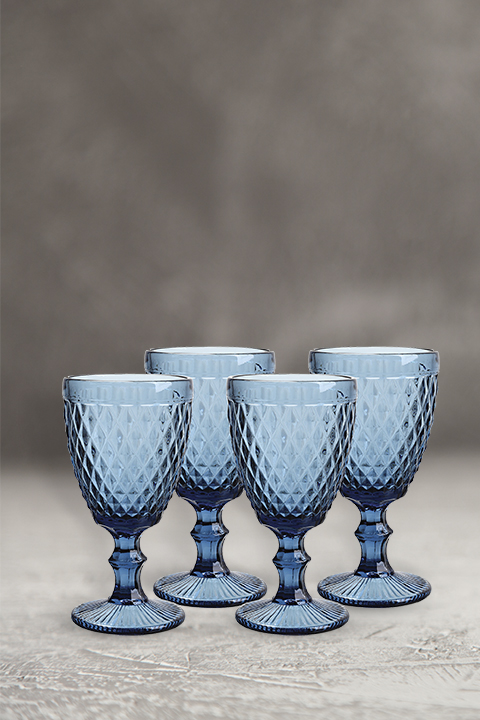 Elegante Copas Diamante Cristal Azul